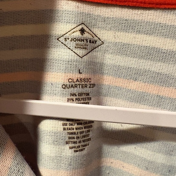 St. John's Bay L Classic 1/4 Zip Long Sleeve Striped Shirt Multi Color women’s - Picture 5 of 8